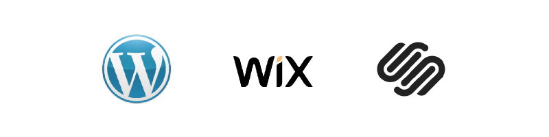 wordpress, wix and squarespace