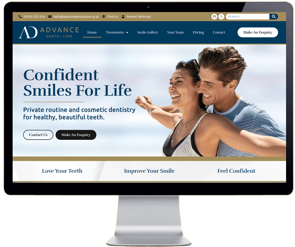 dental website on imac screen